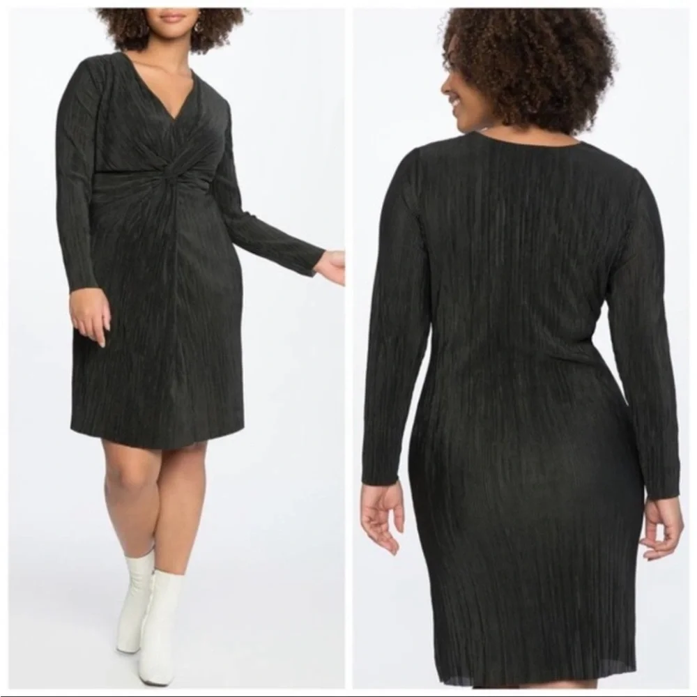 ELOQUII Twisted Knot Front Plisse Dress Size 22 - Picture 12 of 13